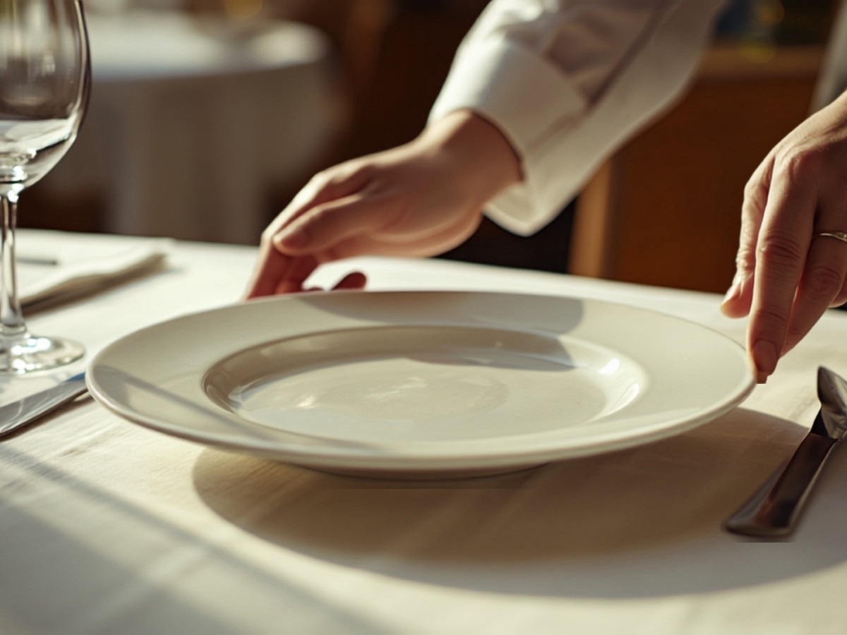 Fine dining plate being served