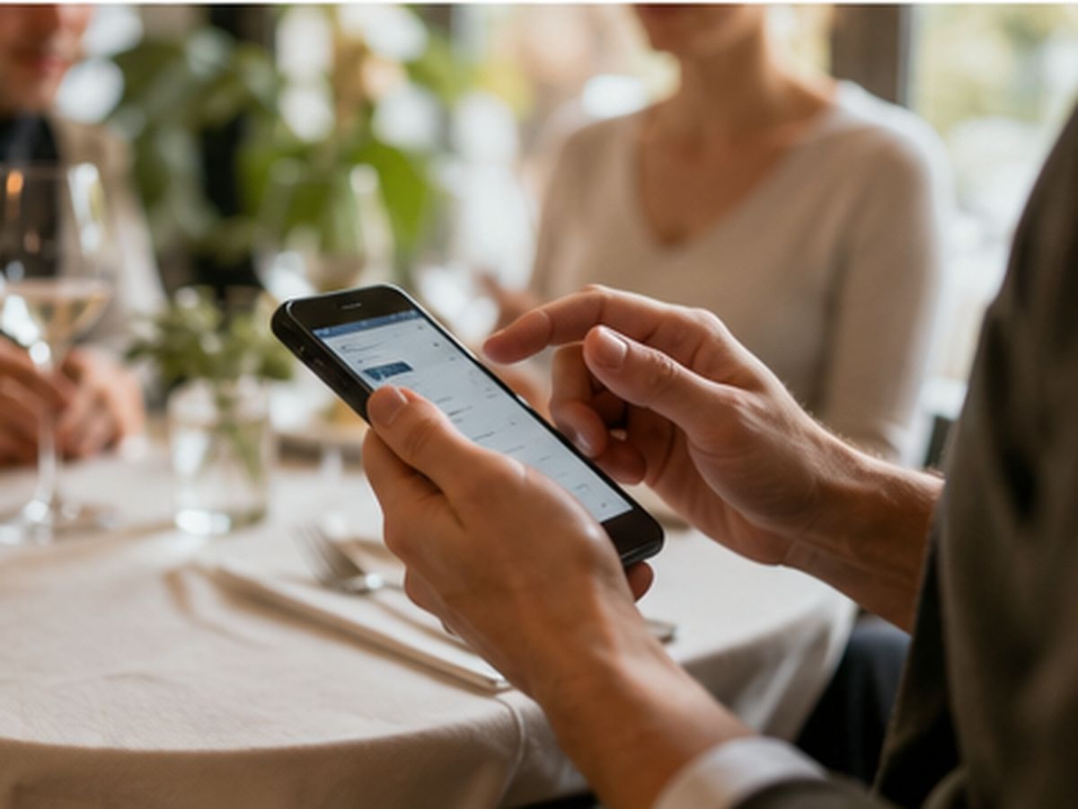 Waiter taking order on handheld device